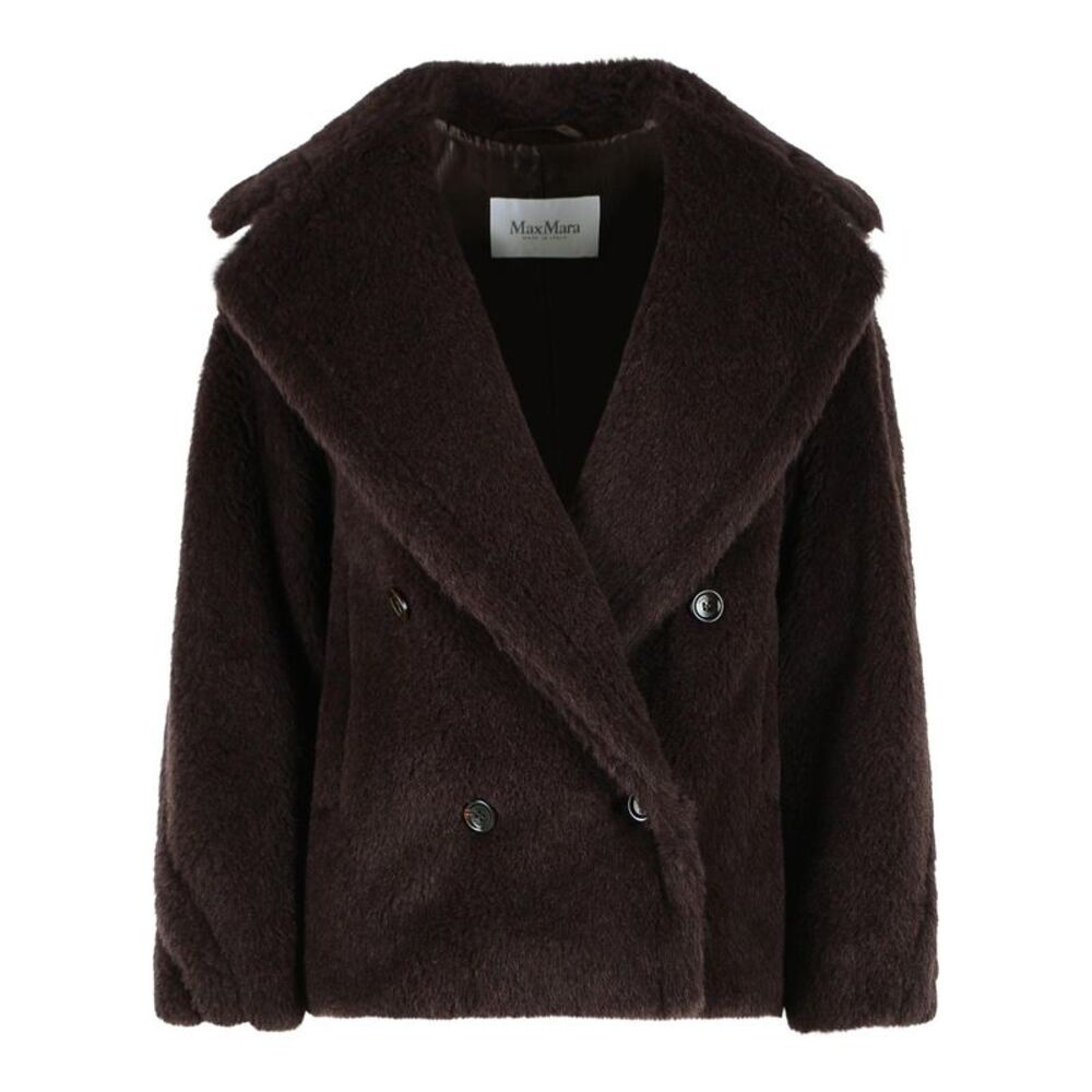 Max Mara 'Alcuno' Biker Jacket In Dark Brown Alpaca And Wool Teddy Fabric Women